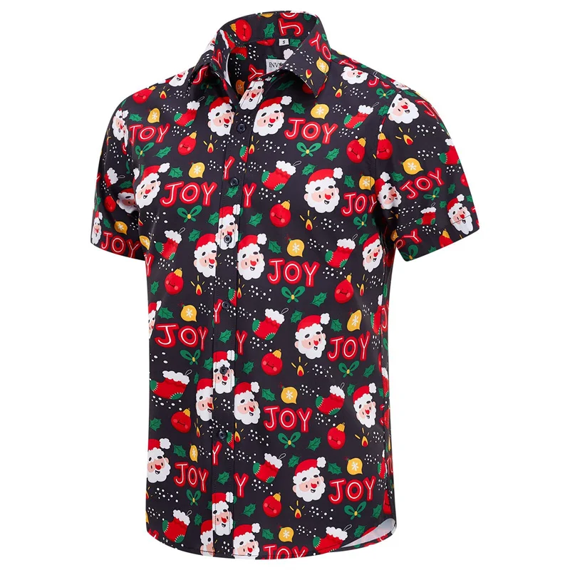 

Summer 3D Father Christmas Xmas Printing Shirts For Men Kids Fashion Christmas Tree Gift Dress Shirts Hawaiian Shirts Blouses
