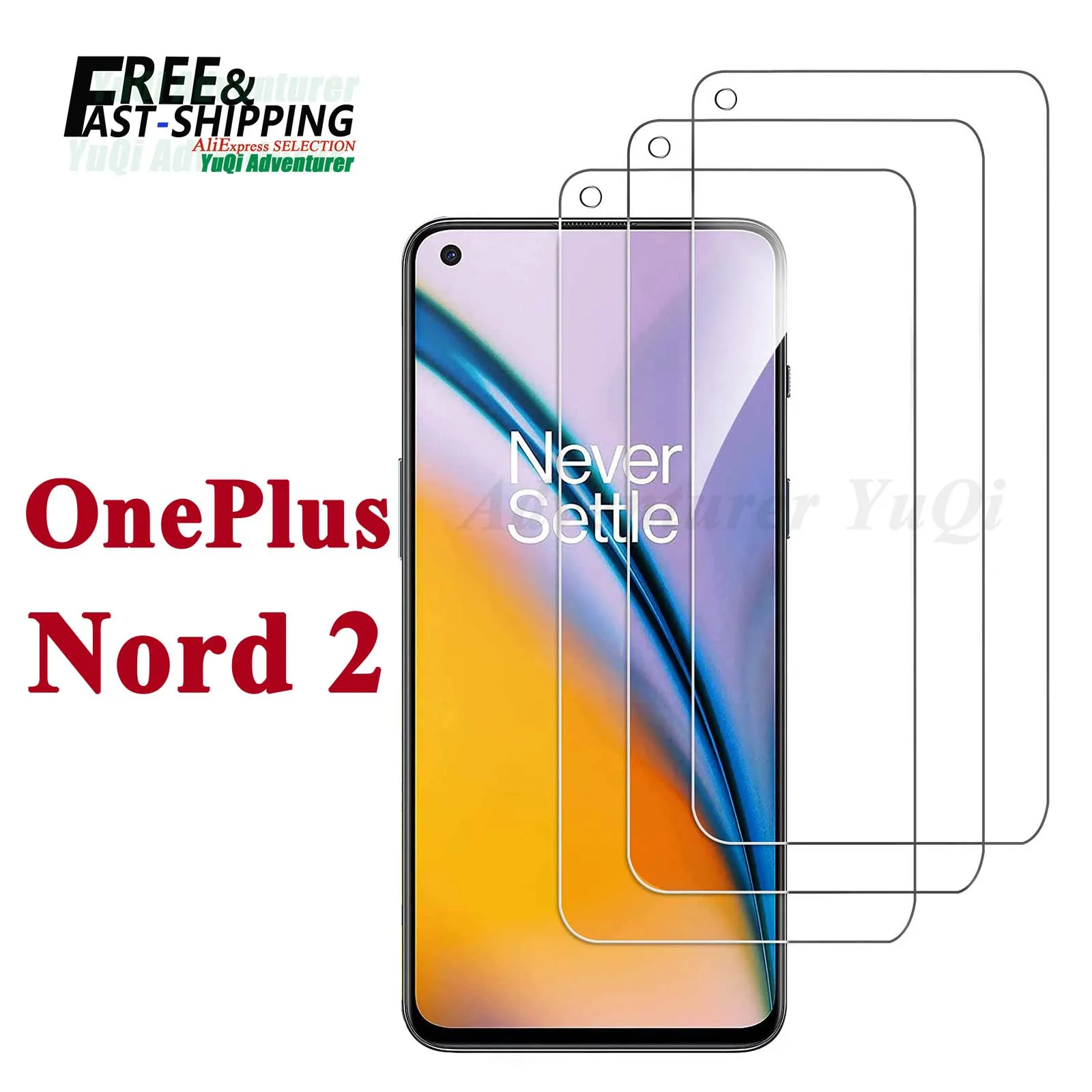 

Screen Protector For OnePlus Nord 2, Tempered Glass SELECTION Free Ship HD 9H Transparent Clear Anti Scratch Case Friendly