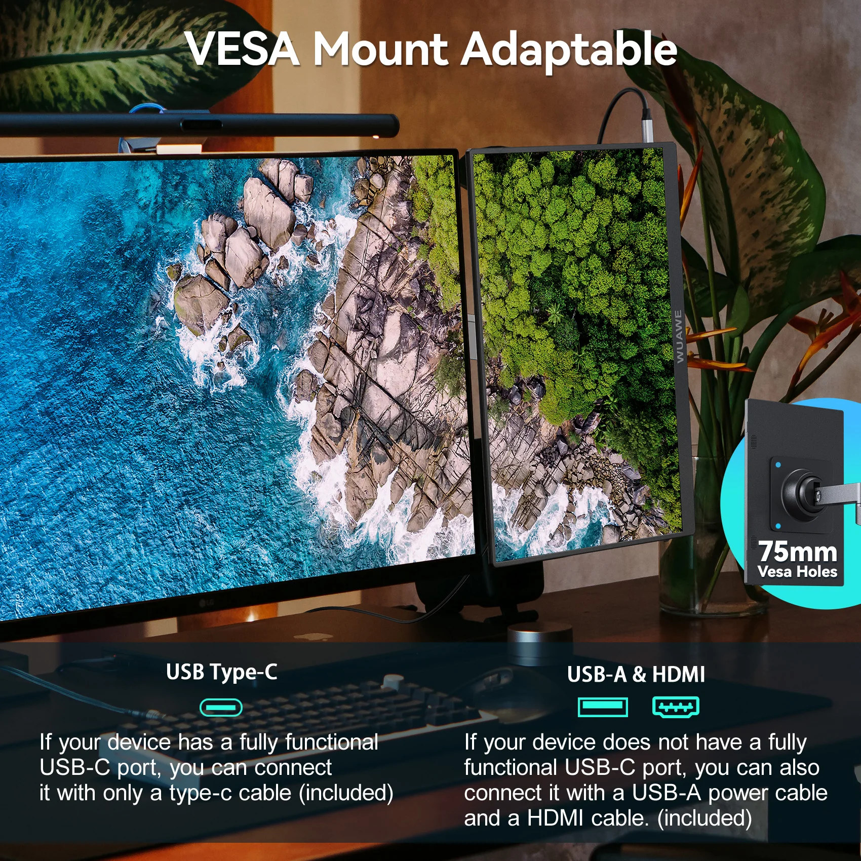 WUAWE ƮϿ ̹ ޴ , 1200P PC ÷, IPS LCD, FHD ̹   ° ǻ ȭ, 16 ġ, 60HZ, ǰ