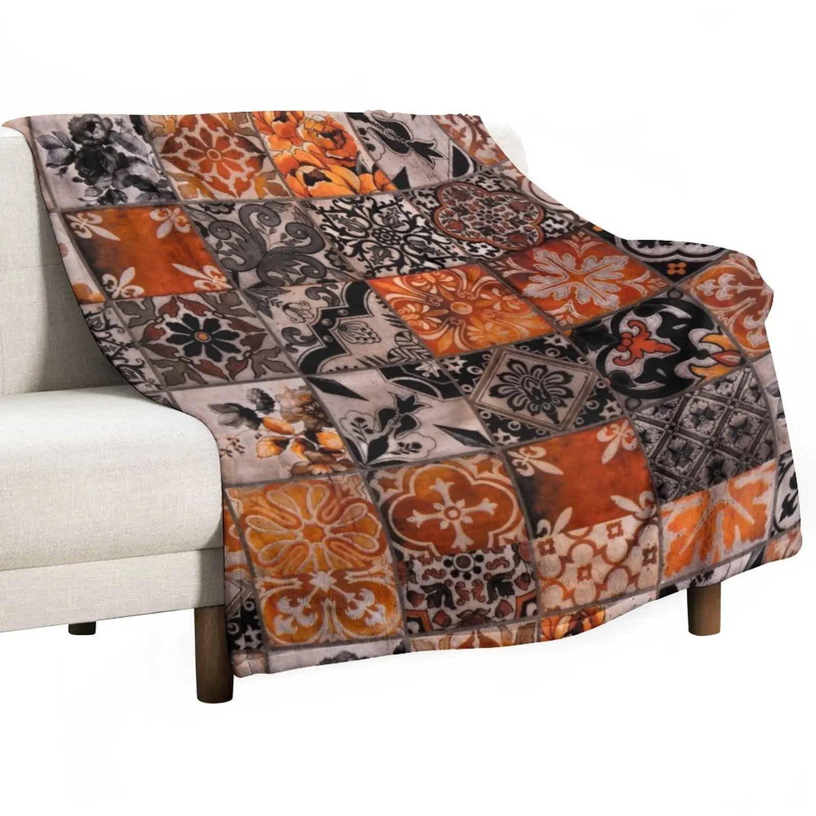

Orange Tiles Throw Blanket Kid'S Blanket Luxury Throw Blanket Beach Blanket Travel Blanket