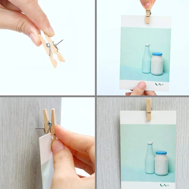 20pcs/Box Durable Wooden Clip Office School Stationery Push Pins Decorative Binder Thumb Tacks For Cork Blackboard 5