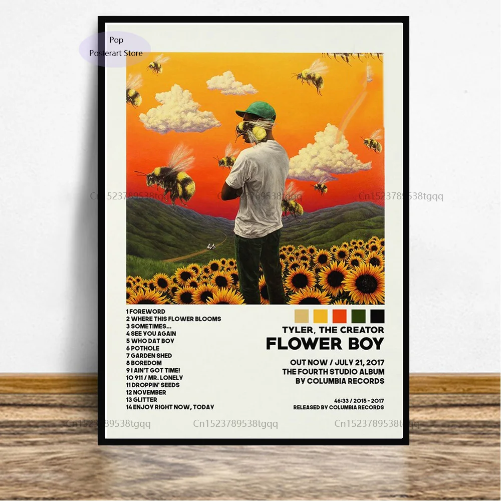 bekymre grund jord Gx491 Tyler, The Creator Flower Boy Rap Music Album Tracklist Poster Print  Canvas Painting Wall Art Picture Living Home Decor - Painting & Calligraphy  - AliExpress