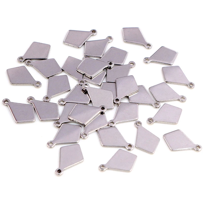 30 teil/los 12x8mm raute Charme 316 Edelstahl geometrische Charms für halskette anhänger charms diy schmuck making-R8-47