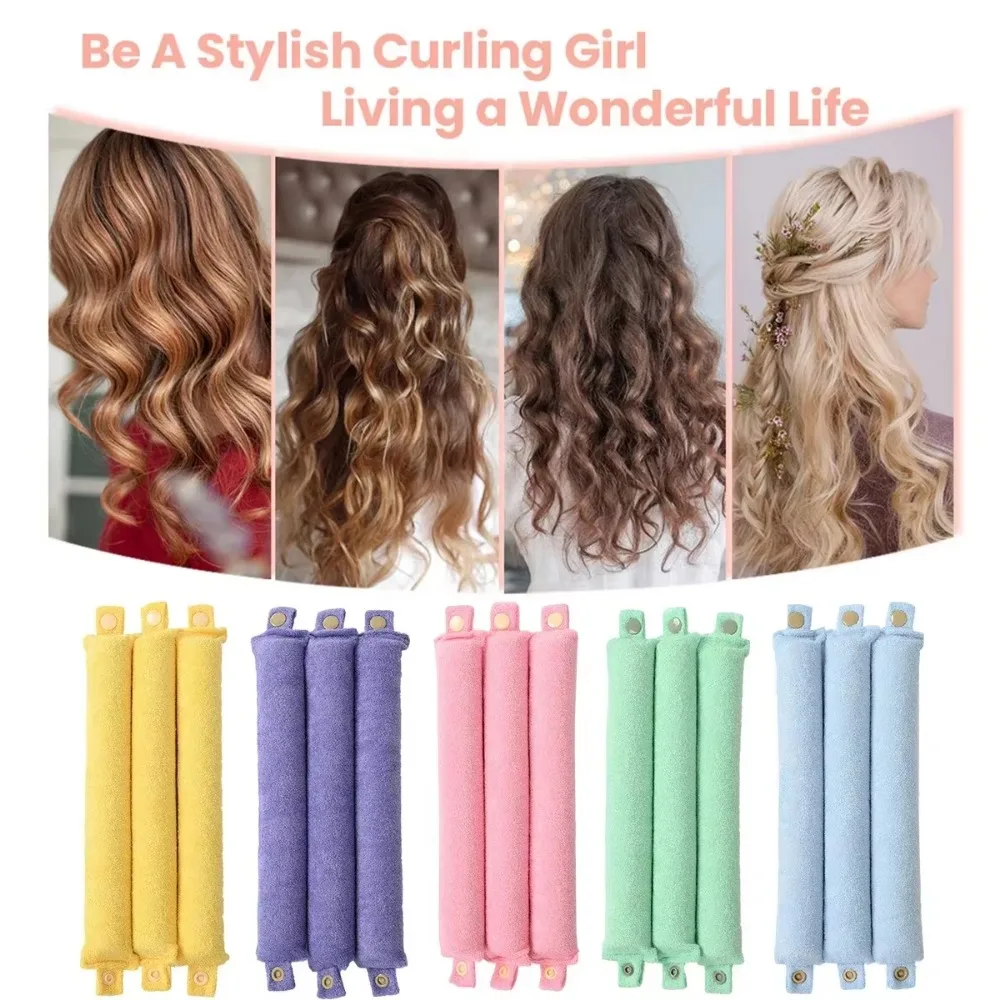 Heatless Hair Curling Rods Headband No Heat Curlers Hair Rollers with Hook Sleeping Lazy Curls Soft Flexi Rods Styling Tool