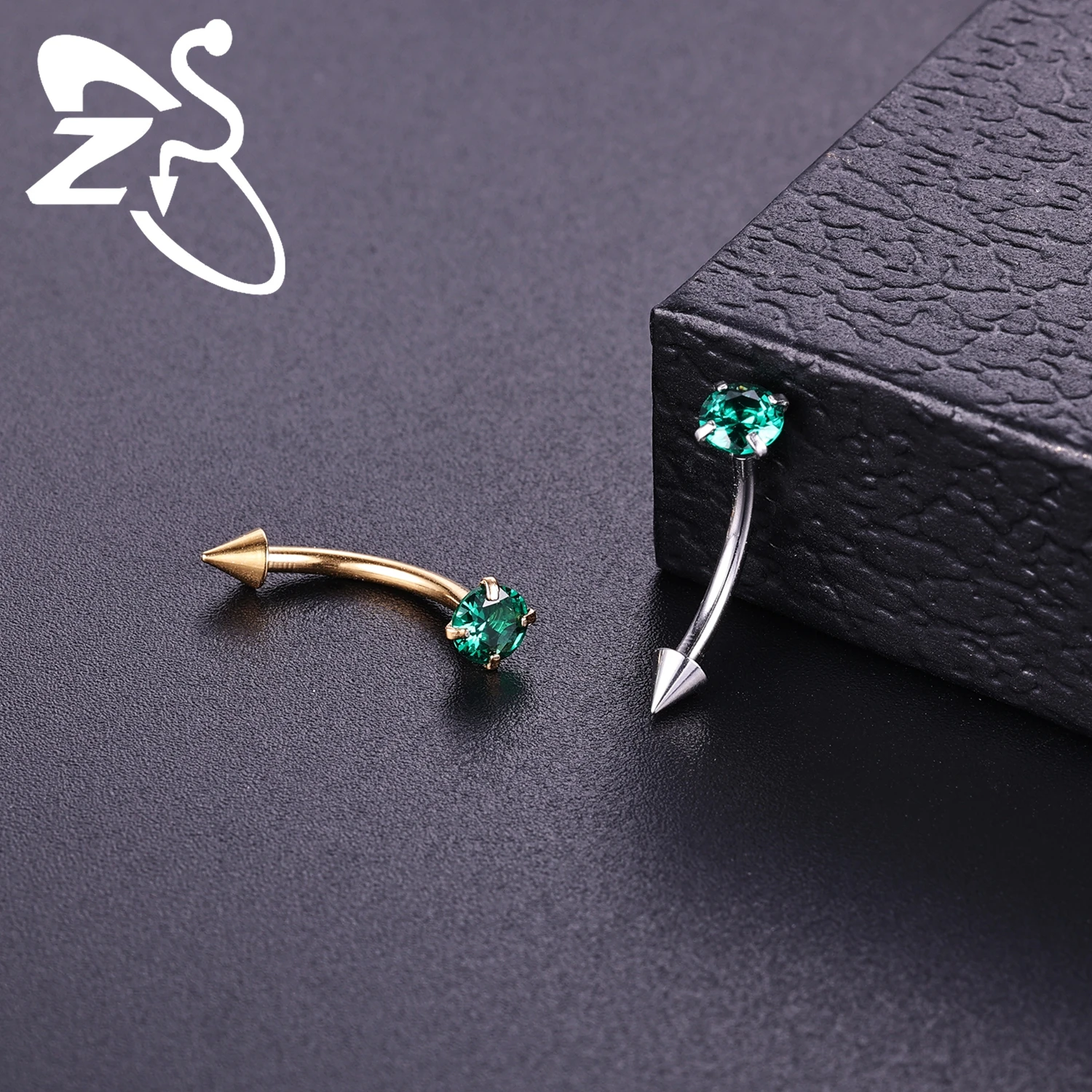 ZS 1개 16G 스테인리스 스틸 오팔 눈썹 스터드 8/10MM 눈썹 피어싱 달 하트 꽃 모양 립 피어싱 쥬얼리