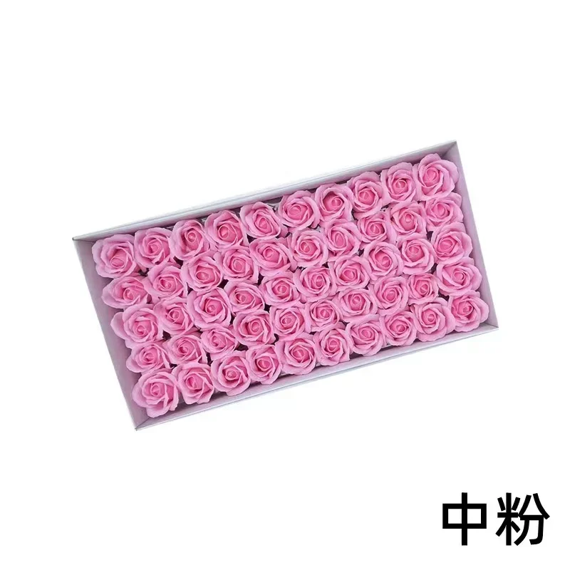 thumbnail image 1 of Venta al por mayor de fábrica, 50 unidades de cabezas de rosas de jabón, caja de regalo con aroma floral, ramo de flores de jabón decorativo artificial para fiesta de boda, 1 of 5