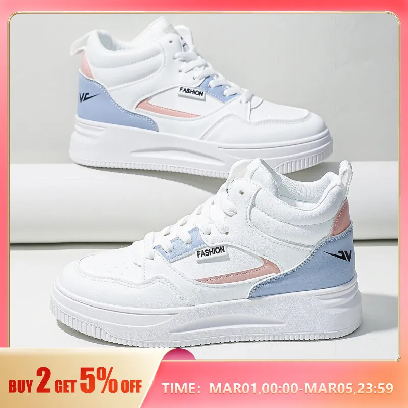 Frauen wei e Color block Schn rschuhe vorne hohe Turnschuhe leichte 