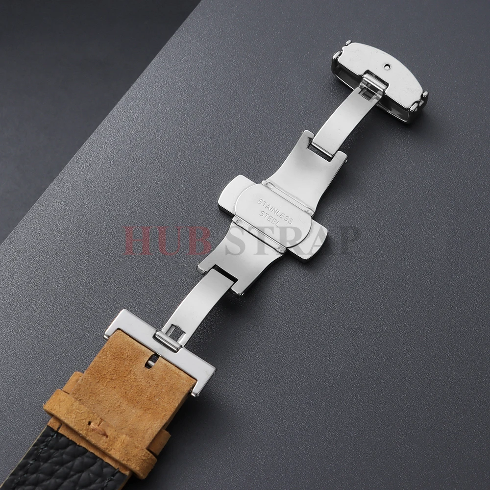 18mm 19mm 20mm 22mm Vintage Wildleder-Rindsleder-Uhrenarmband für Omega für Seiko mit Butterfly-Verschluss Armband für Herren Damen Sportarmband – Detail 4