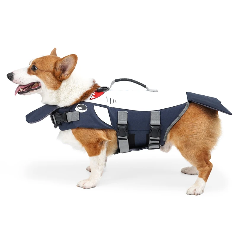 

New Pet Dog Swimming Life Jacket Vest Cute Cartoon Surfing Durable Safety Clothing Washable Oxford Cloth For Corgi Large Dog