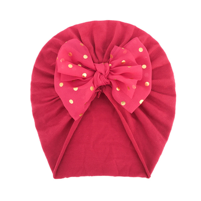 New 10color Bronzing Bow Children's Hat Baby Cute Soft Solid Color Headscarf Indian Hat  Baby Girl Headbands  Baby Bows
