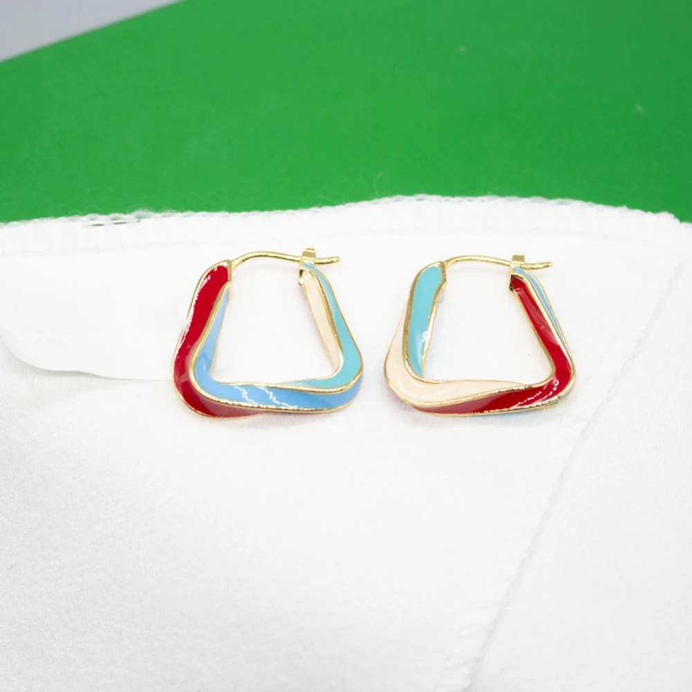 

Fashion Europe Designer Geometry Trapezoidal Colorful Earrings For Women Luxury Jewelry Top Quality Birthday Party Gift