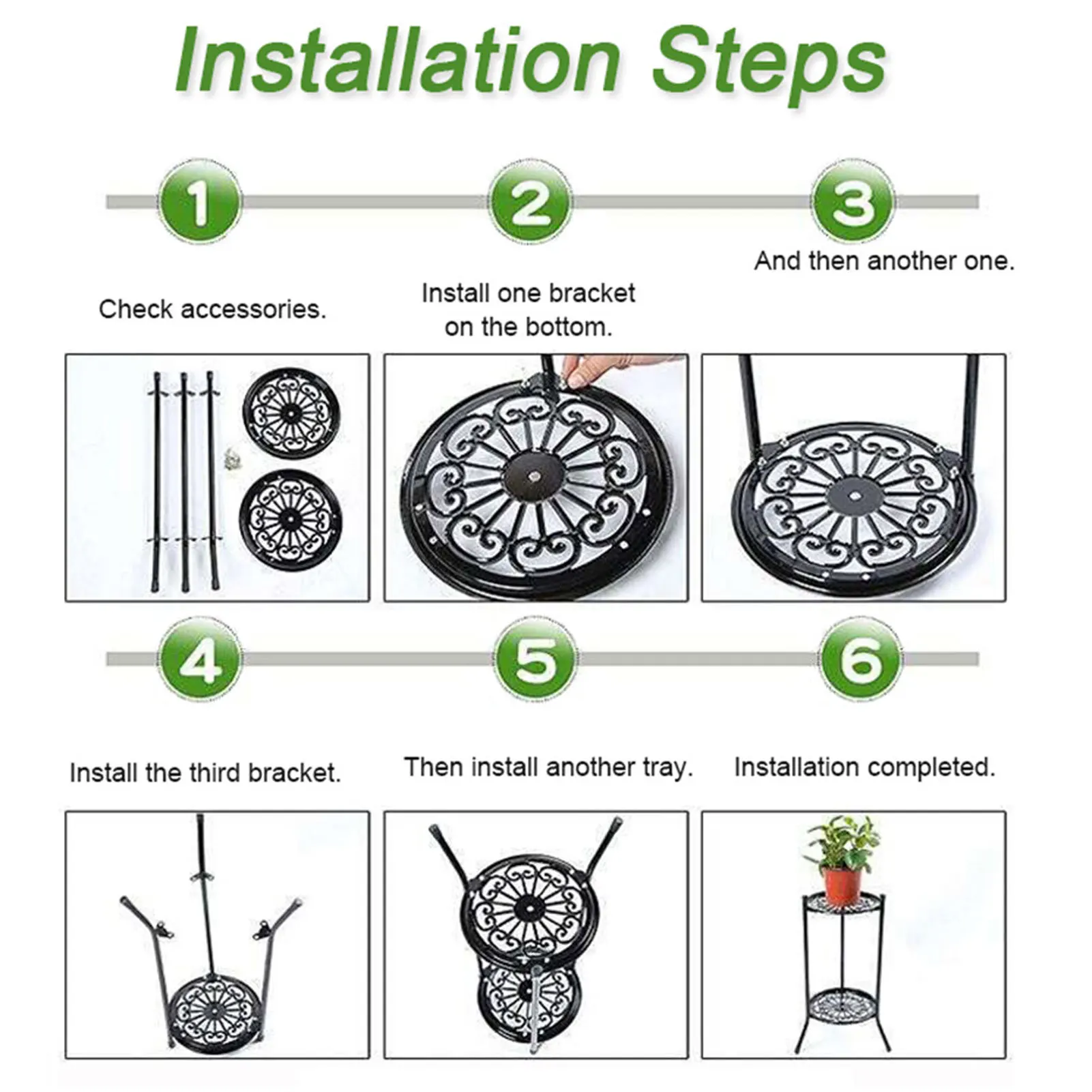 2‑Tier Metal Plant Stand Flower Pot Holder Display Shelf Rack Home Decoration Garden Accessories