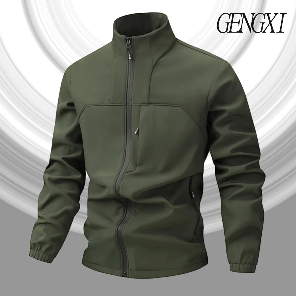 Men's Softshell Tactical Jacket Casual Fashion Fleece-Lined Warm Stand-Up Collar Coat Windproof 2025 Autumn/Winter