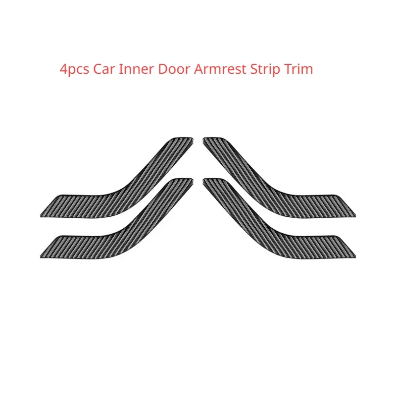 

4Pcs Car Inner Door Armrest Strip Decoration Stickers For Jeep Wrangler JK 4-Door 2011-2017 Carbon Fiber Black Auto Trim Parts