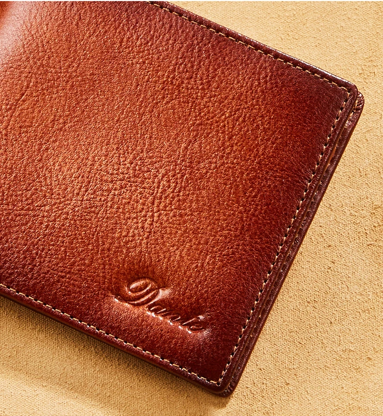 Dante 2023 Men's Leather Wallets RFID Anti-theft Brush Short Clips 100% Head Layer Cowhide Retro Casual Vertical Purse Money Bag