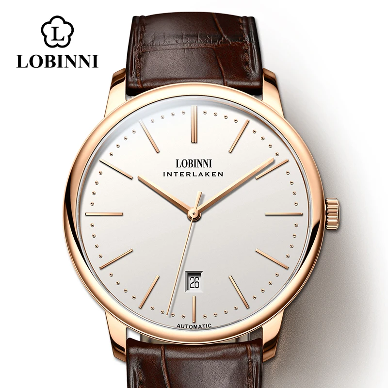 Lobinni Light Thin Automatic Mechanical Watch Mens 9015 Miyota Movement Men's Wristwatch Water Resistant Male Watches Simple
