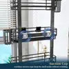 Over The Door Shower Caddy 5 Tier Rustproof Adjustable Organizer with 2 Toothbrush Holders 4 Hooks Space Saving Bathroom Shelf 6