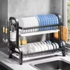 Dish Drying Rack 3-Tier Compact Kitchen Dish Rack Drainboard Set Large Rust-Proof Dish Drainer with Utensil Holder Kitchen Racks 4