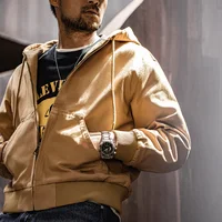 Maden Vintage J130 Heavyweight Hooded Jacket Canvas Classic Short Zip Front Solid Color Outerwear for Men Autumn Streetwear Coat 2