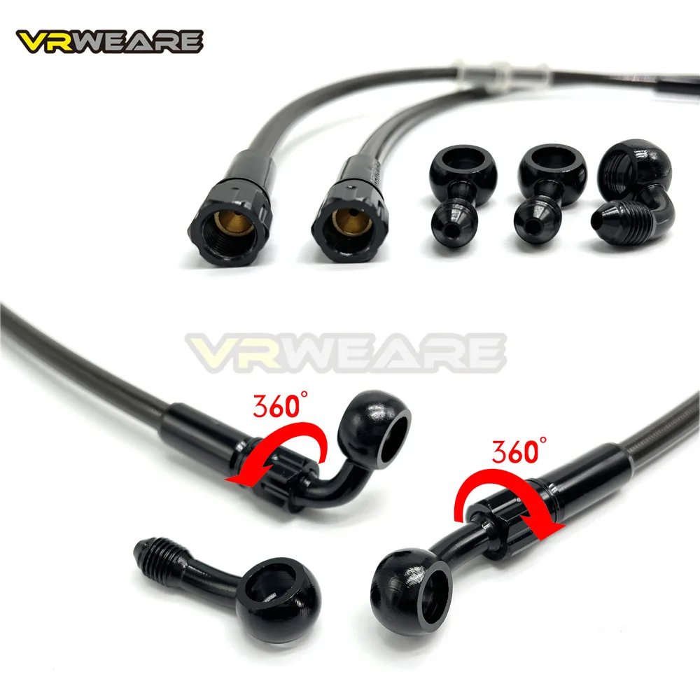 Stainless Steel Braided Motorcycle Brake Hose with 360° Rotatable Banjo