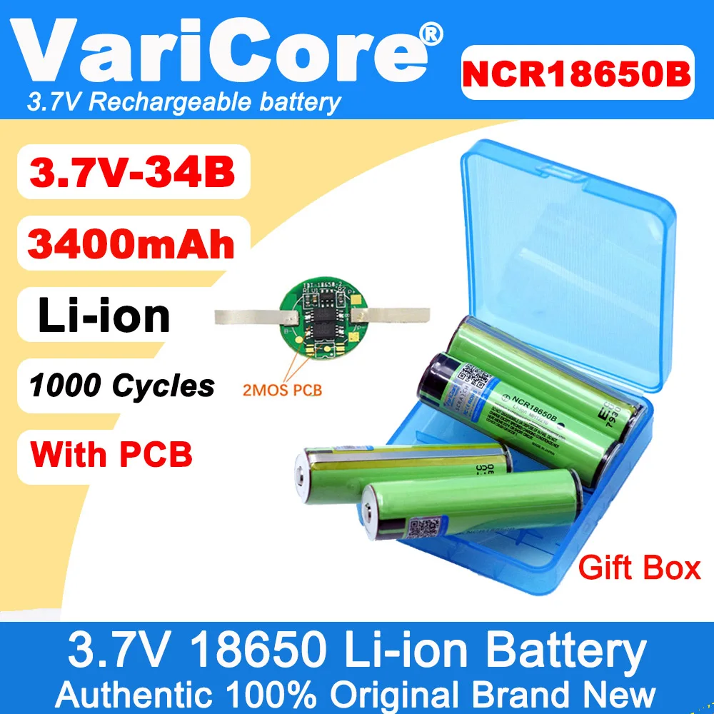VariCoreNewProtected18650NCR18650B3400mAhRechargeablebattery3.7VwithPCBForFlashlightbatteries