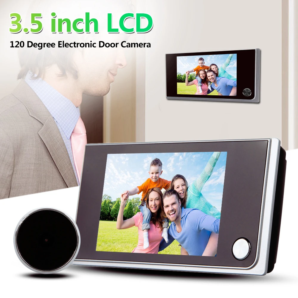 3.5 inch LCD Color Screen Digital Doorbell 120 Degree Eye Doorbell Electronic Peephole Door Camera Viewer Door Bell for Home