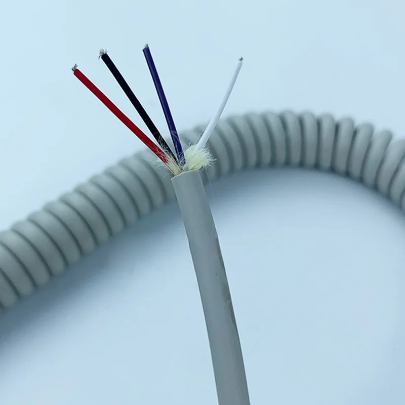 4cores 22AWG 0.3mm2 šedá jaro spirála lanko bovdenu teleskopická drát připoutat se 1/2/3/4/5/6/7/8/20meters stretchable drát shrinkable lanko bovdenu