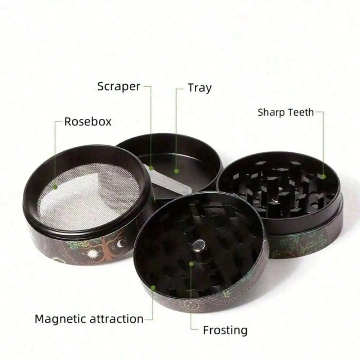 50mm Metal Bleach herb Grinder 4-Layer Spice Crusher pepper Mill Mortar Pernida Raw grass Tobacco Grinder Cigarette Accessories 4