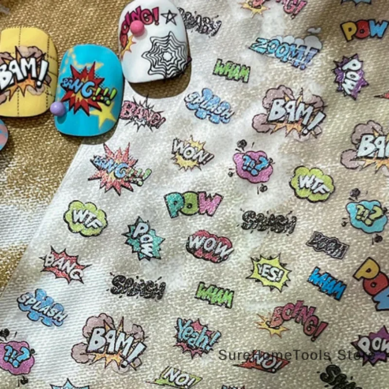 3D Colorful Letter Design Nail Art Stickers Uppercase Alphabet Letters Artistic Designs DIY Nail Art Decals Decoration