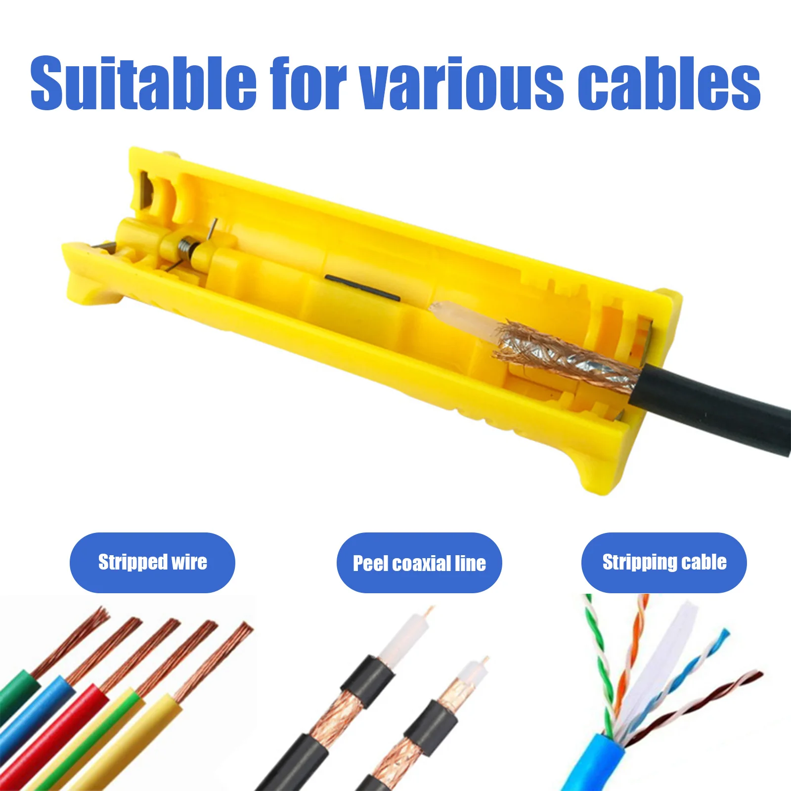 Qiyuda 12 Pcs Mini Cable Stripper Tool - For CAT5/CAT6 Ethernet Wires, 5-6.2mm Diameter, Yellow