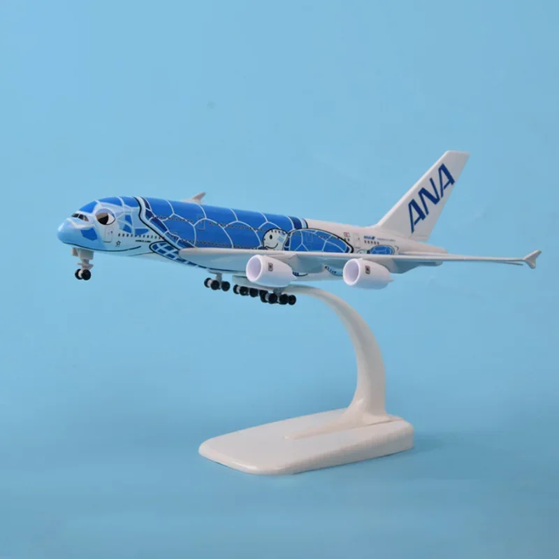 20CM Airbus A380 Cartoon Sea Turtle Airlines Diecast Airplane