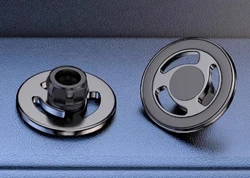 Universal Magnetic Car Phone Holder with MagSafe Compatibility - 17mm Ball Head Base Mount and Wireless Charging Bracket (Magnetic Black)
