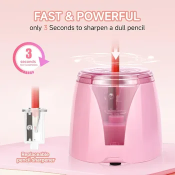 Automatic Electric Pencil Sharpener Powered by 2AA Batteries Efficiently Sharpens Pencils of 68CM Length Ideal for School Home 2