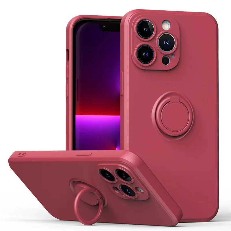 Coque téléphone magnétique en silicone avec anneau de support_voghion.com