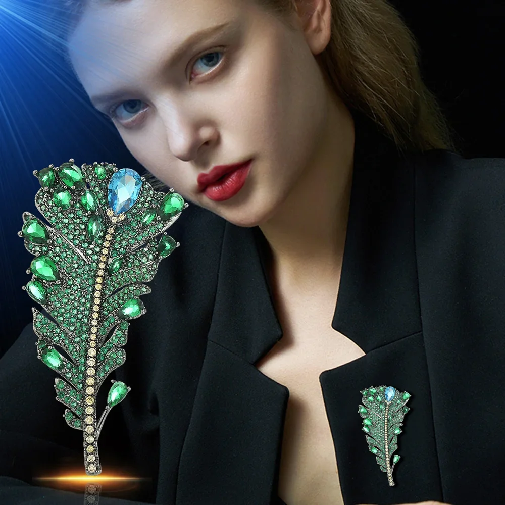 Clothing Decor Pendant New Product Facai Tree Enamel Leaf Dropping Oil Brooch Luxury Life Tree Green Pins Clothes Accessories