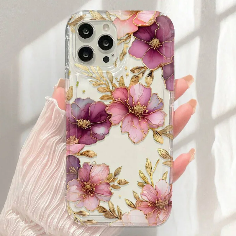 Vibrant Floral Phone Case - Colorful Large Flowers Clear Cover Bumper