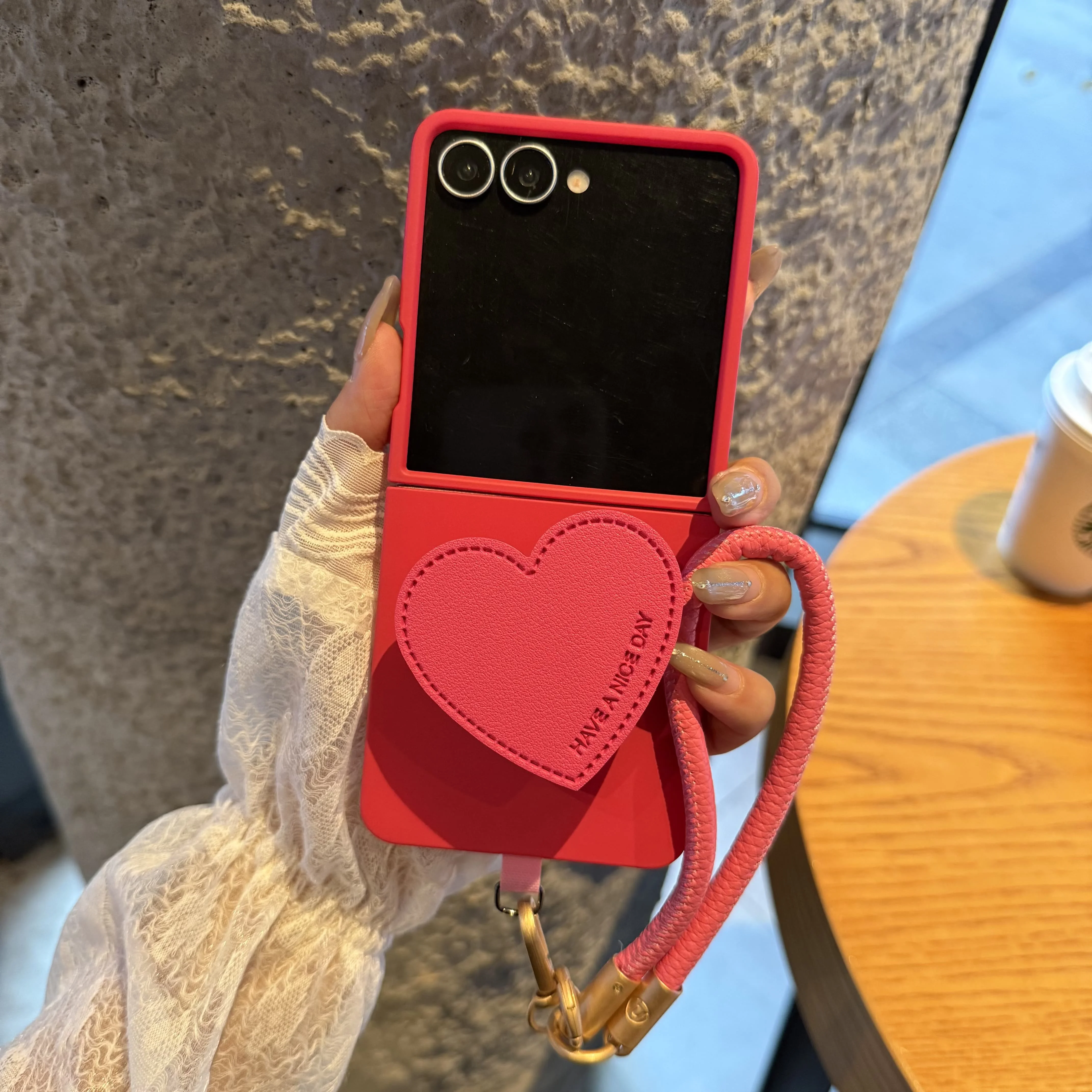 Love Heart Stand Holder Shockproof Cover with Rope Strap