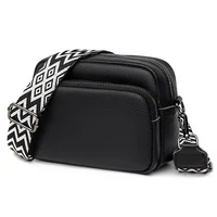 Sac à bandoulière en cuir véritable pour femmes, large sangle, couleur unie, sacs à main Design de luxe, sac pour téléphone portable 2
