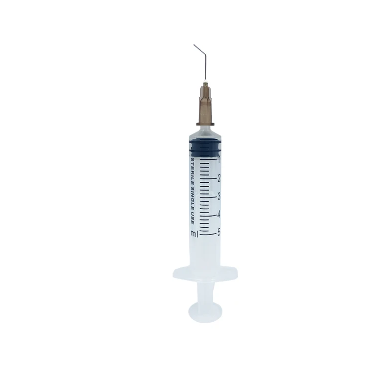 Disposable sterile irrigator tear duct flushing syringe 5ml ophthalmic dental 0.45 elbow flat head irrigation needle