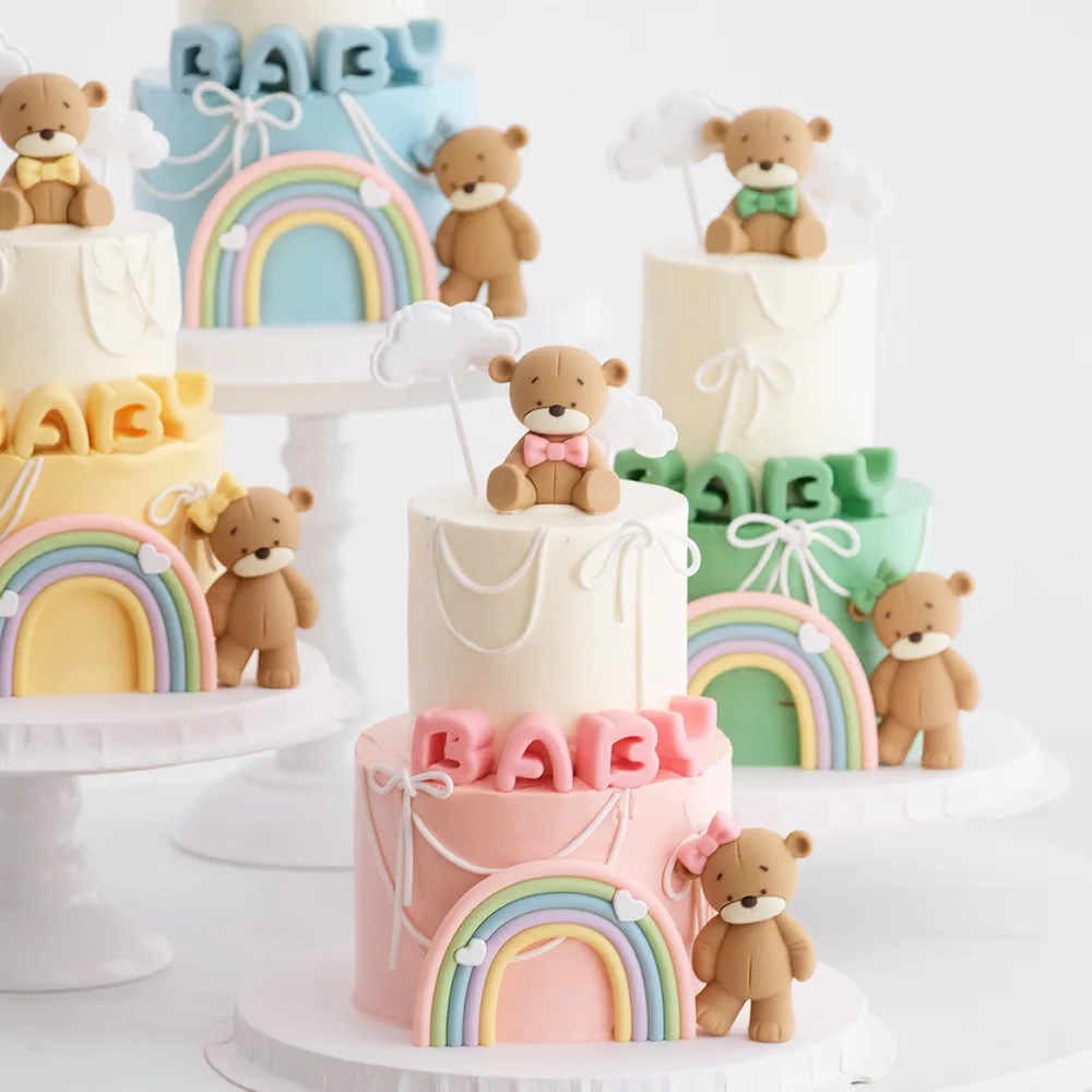 Blue Bear Cake Decoration Set – Cake Toppers For Baby Showers & Birthdays - View #7
