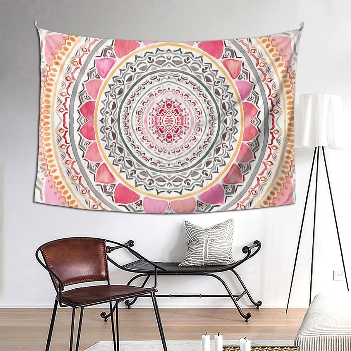 

Pastel Bohemian Mandala Tapestry Funny Wall Hanging Aesthetic Home Decor Tapestries for Living Room Bedroom Dorm Room