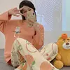 Spring and Autumn New Women's Pajamas Homewear Set of Girls Students Fall and Winter Homewear Big Size Cartoon Loose Pajamas Set 3