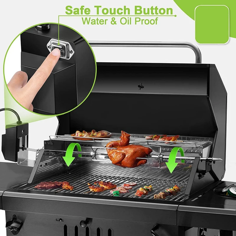 Rotisserie Grill Kit Universal Grill with 71.12 cm Spray Rod Complete  Bracket and Universal Grill Fixing Screws-US Plug