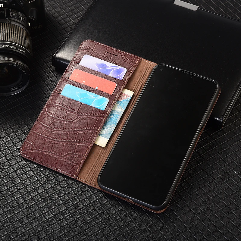 Premium Genuine Leather Magnetic Wallet Phone Case with Flip Slot