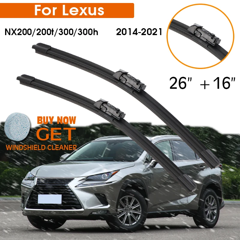 

KOSOO Car Wiper Blade For Lexus NX200/200t/300/300h 2014-2021 LHD/RHD Front Window Windshield Windscreen Wiper Blades 26" + 16"