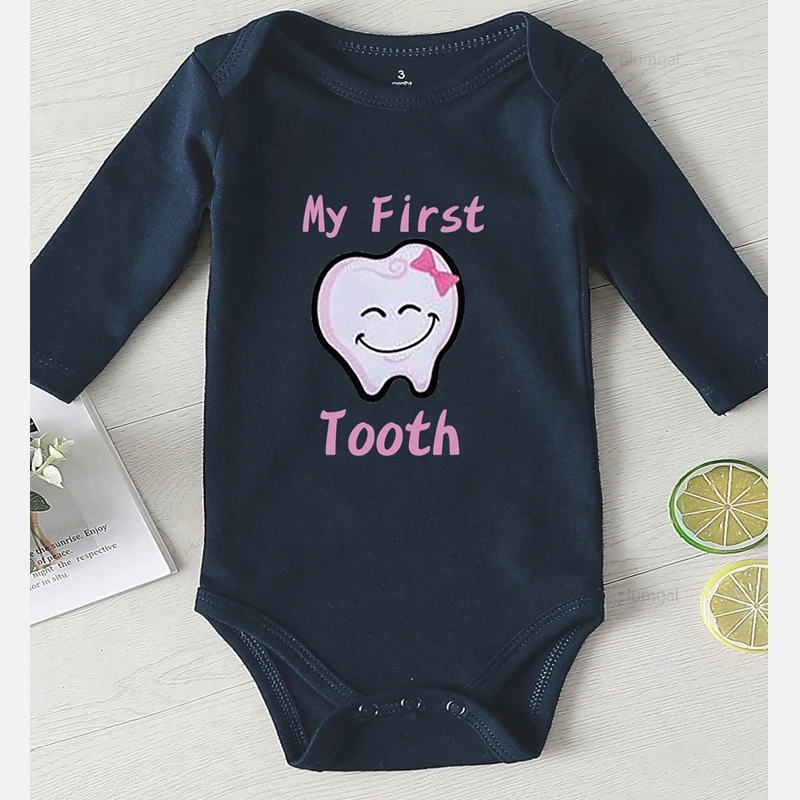 Cotton Bodysuit for Newborns Baby Clothes Newborn Girl Outfit Long Sleeve Toddler Jumpsuit Print First Tooth Baby Girls Clothing Baby Bodysuits are cool Baby Rompers