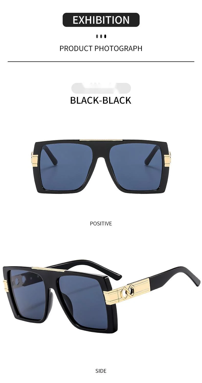 Personalized Large Frame Sunglasses For Women Flat Top Metal Design_voghion.com