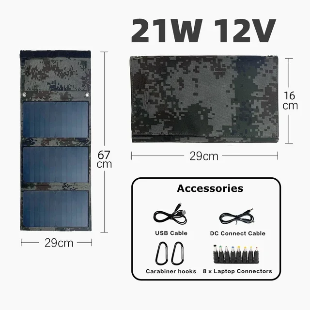 

Foldable 28W 21W Solar Panel 12V DC For RV lithium battery power bank 2USB 5V charger For outdoor camping Boat riding fishing