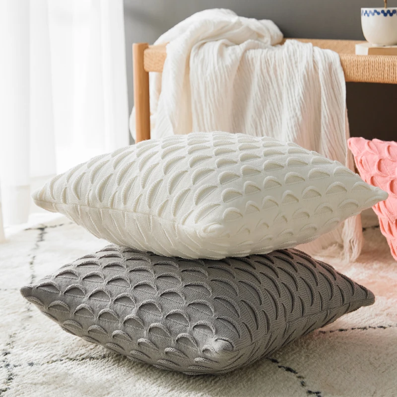 

Design Knitted Cushion Cover 45x45cm Fashion Decorative Knitting Pillows Cover for Sofa Livingroom Decor Pillowcase White Yellow