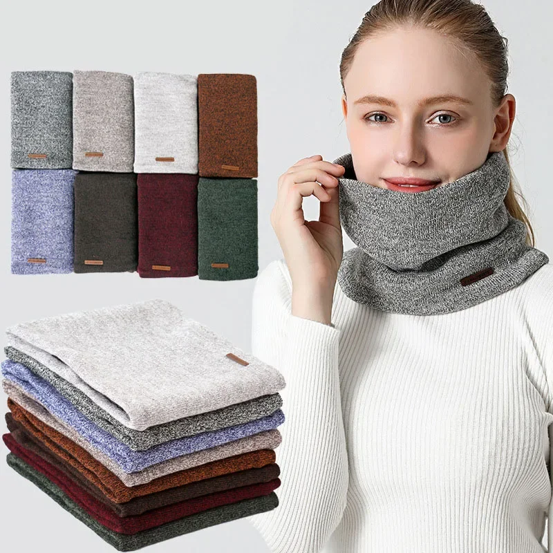 

Warm Neckerchief Autumn Winter Bib For Unisex Thickening Fleecing Children Knit Ring Neek Outdoors Men Women Solid Fashion Scarf